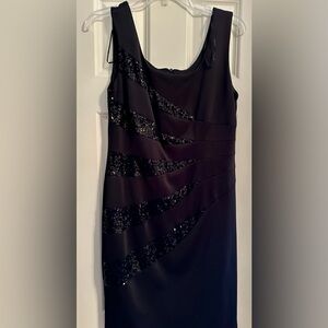 R&M Richards Black Sequin One Shoulder Dress